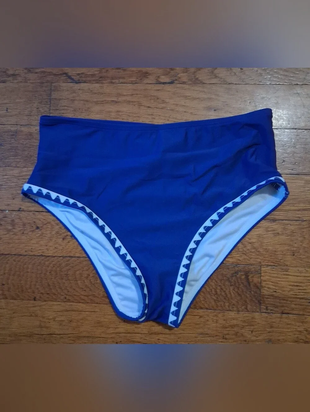 Royal Blue Two-Piece Tankini Swim Set with Chevron Trim